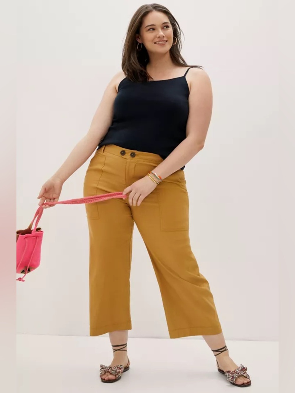 Anthropologie Maeve The Colette Wide Leg Pants Copper Size 18W Linen Blend $120